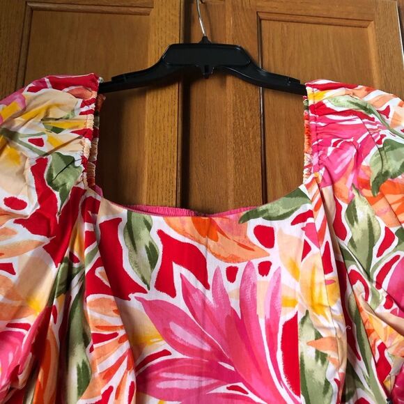 NWT Vince Camuto Square Neck Floral Fit & Flare MIDI Dress Plus Size 20W - Picture 3 of 16